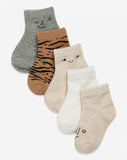 Minene Fashion Socks - pack of 5 pairs - Cream & Tiger