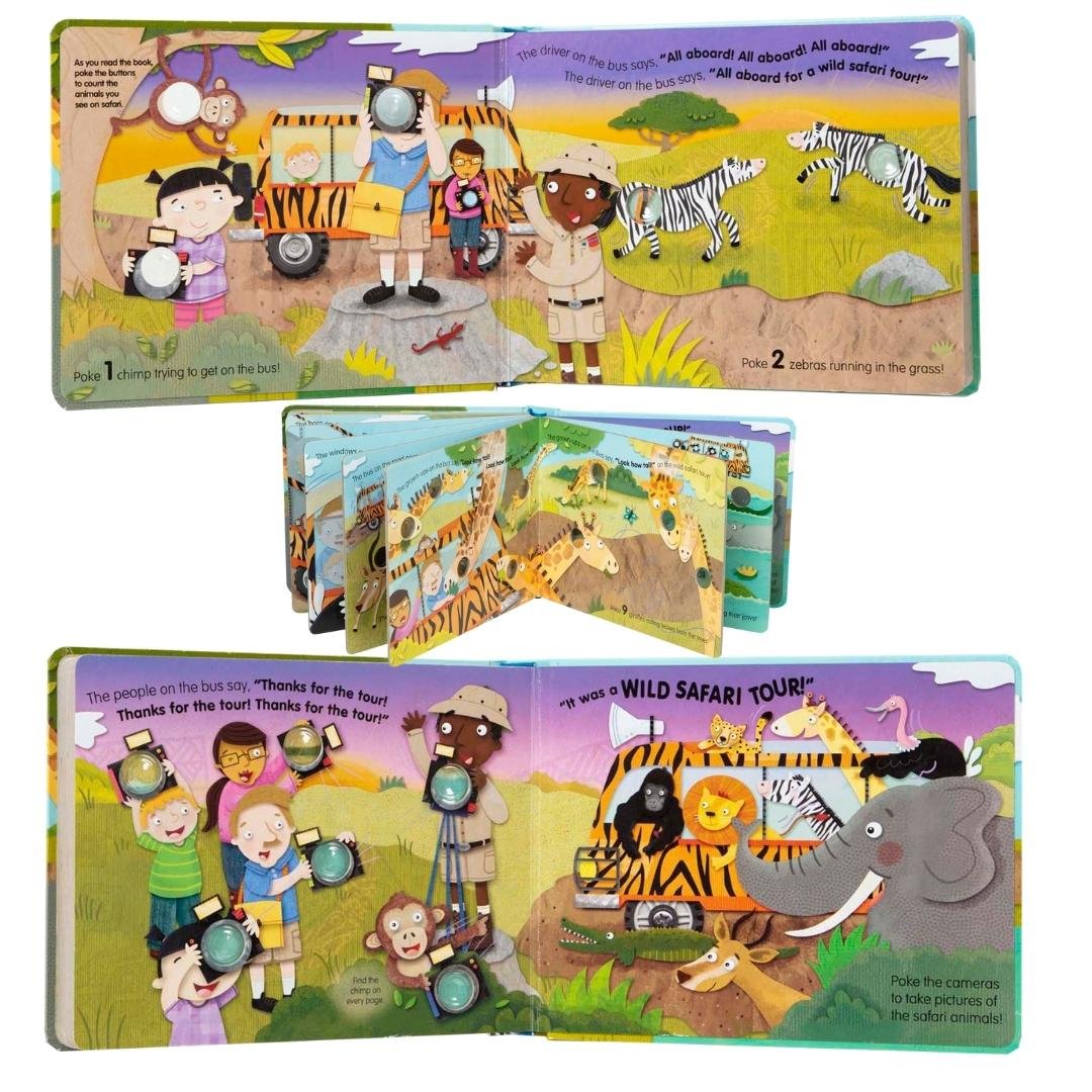 Melissa & Doug Poke-a-Dot The Wheels on the Bus Wild Safari Board Book