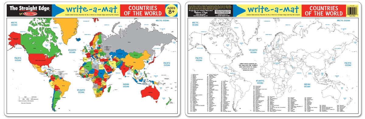 Melissa and Doug Write-A-Mat Learning Mat - World Map
