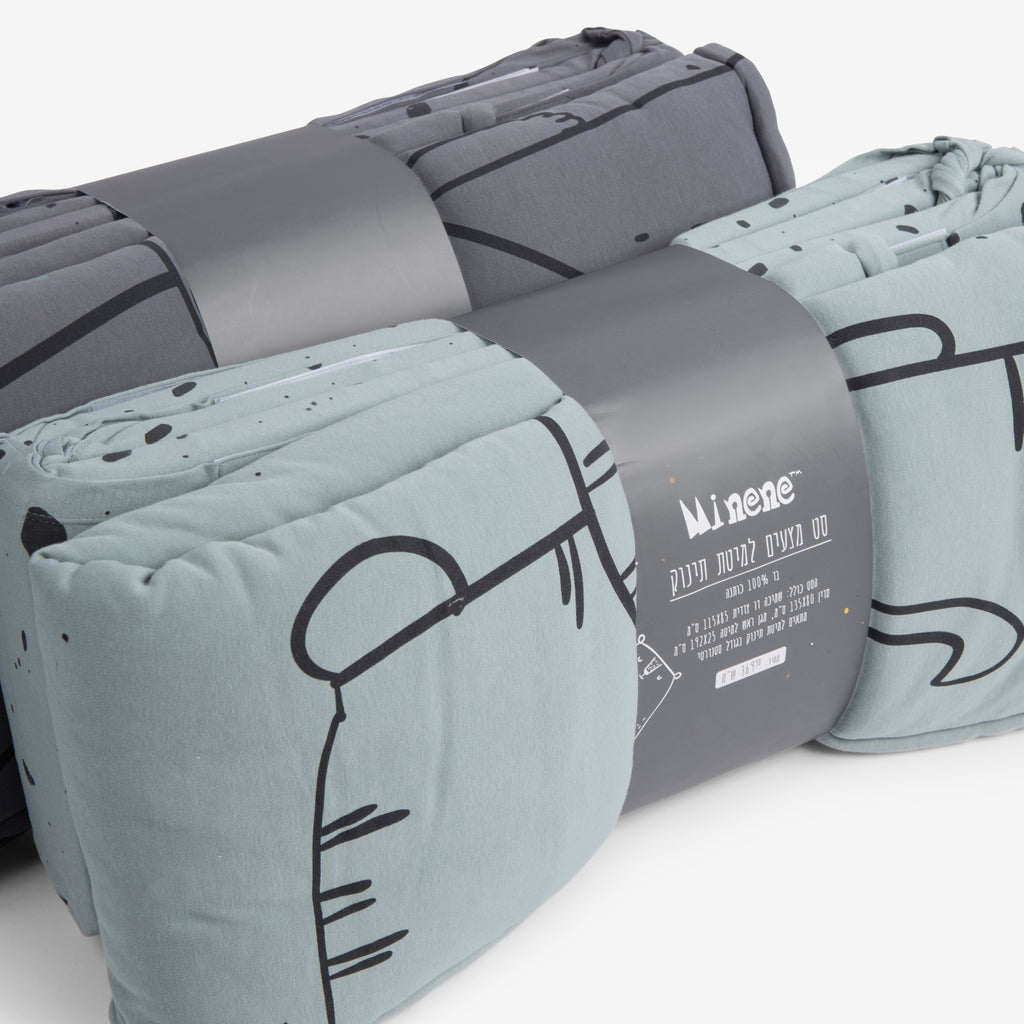 Baby Bed Bundle - Jungle Story (Fitted sheet + large quilt blanket + bed bumper)