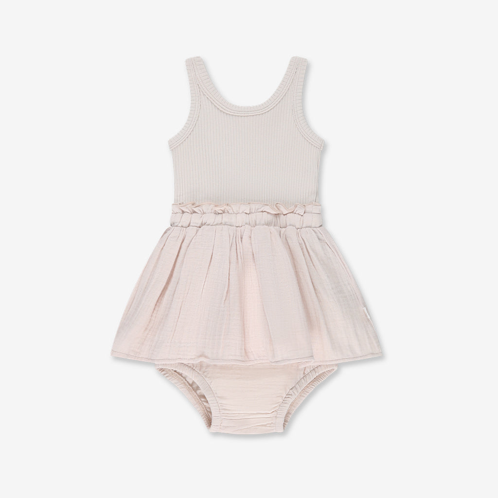 Baby Girl Rib & Woven Dress RIB - S24