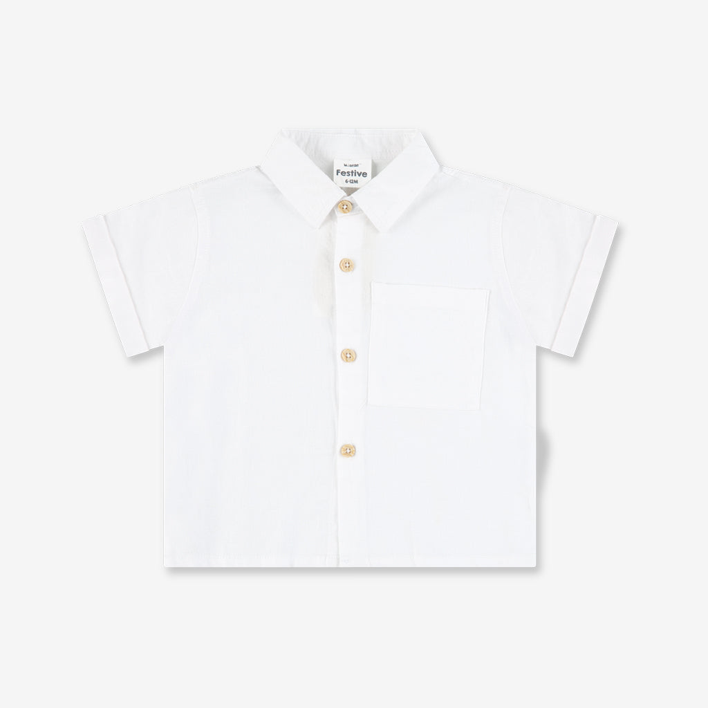 Boys Woven Button Shirt With Short Sleeves WB1