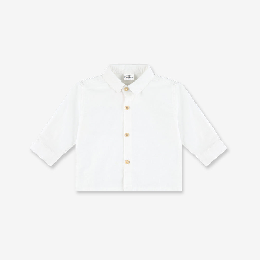 Boys Linen Buttoned Shirt With Long Sleeves WB2