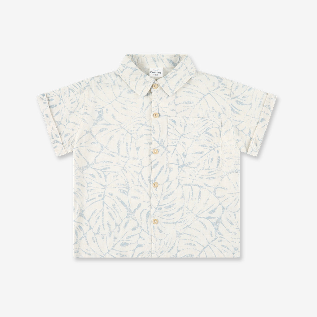 Boys Woven Button Shirt With Short Sleeves WB