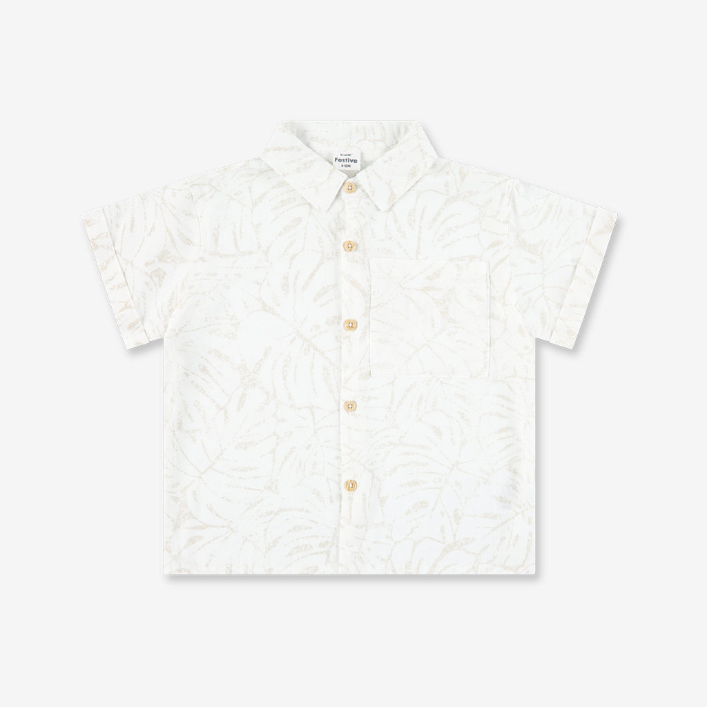 Boys Woven Button Shirt With Short Sleeves WB