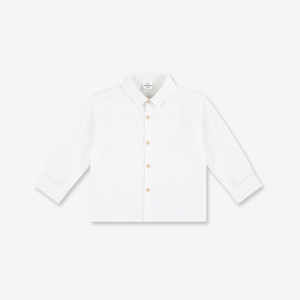 Boys Linen Buttoned Shirt With Long Sleeves WB8