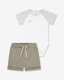 Boys Bodysuit & Washed Woven Short Pants Set WB16