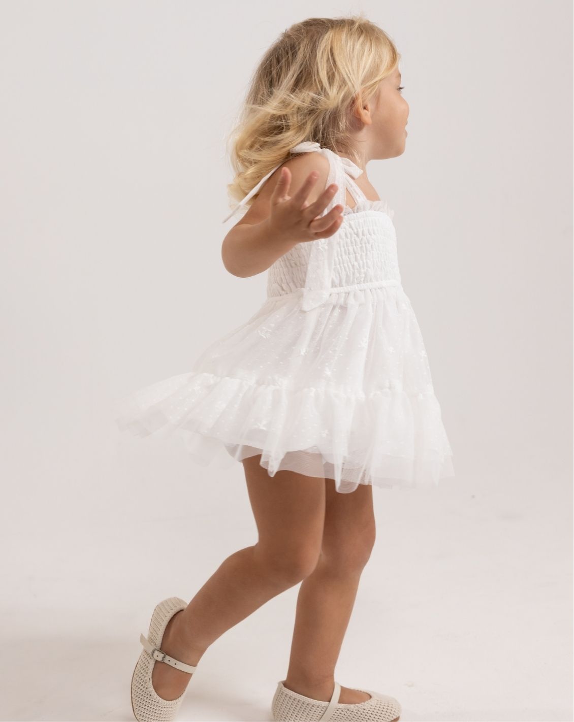 Embroidered Tulle Dress & Bloomers Set H