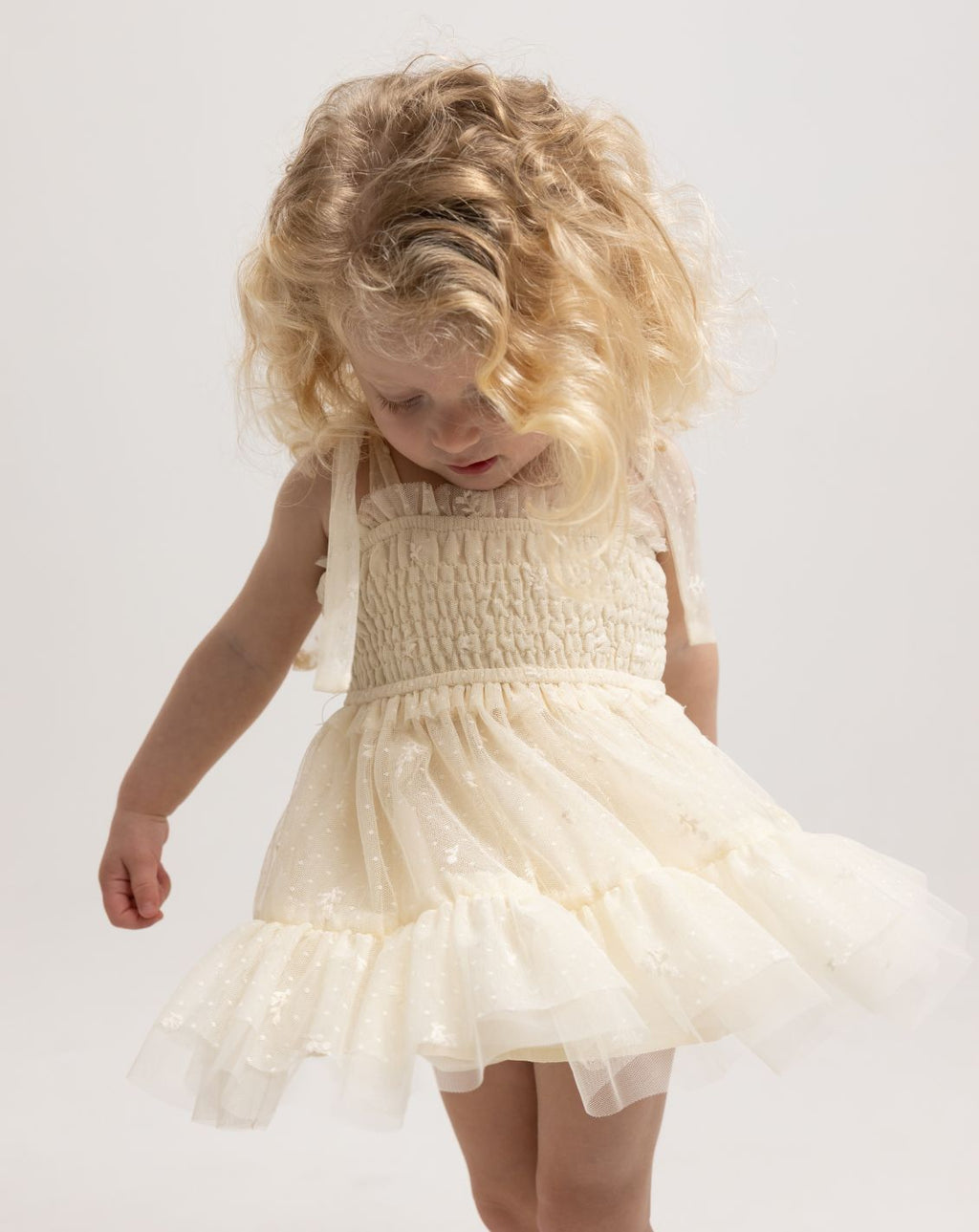 Embroidered Tulle Dress & Bloomers Set H
