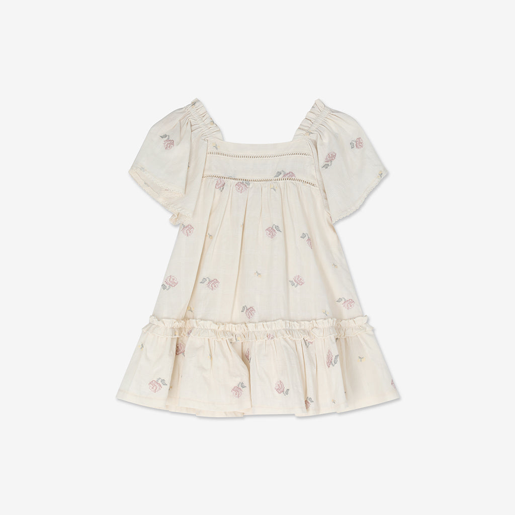 Embroidered Short seeve Mini Dress H - H17