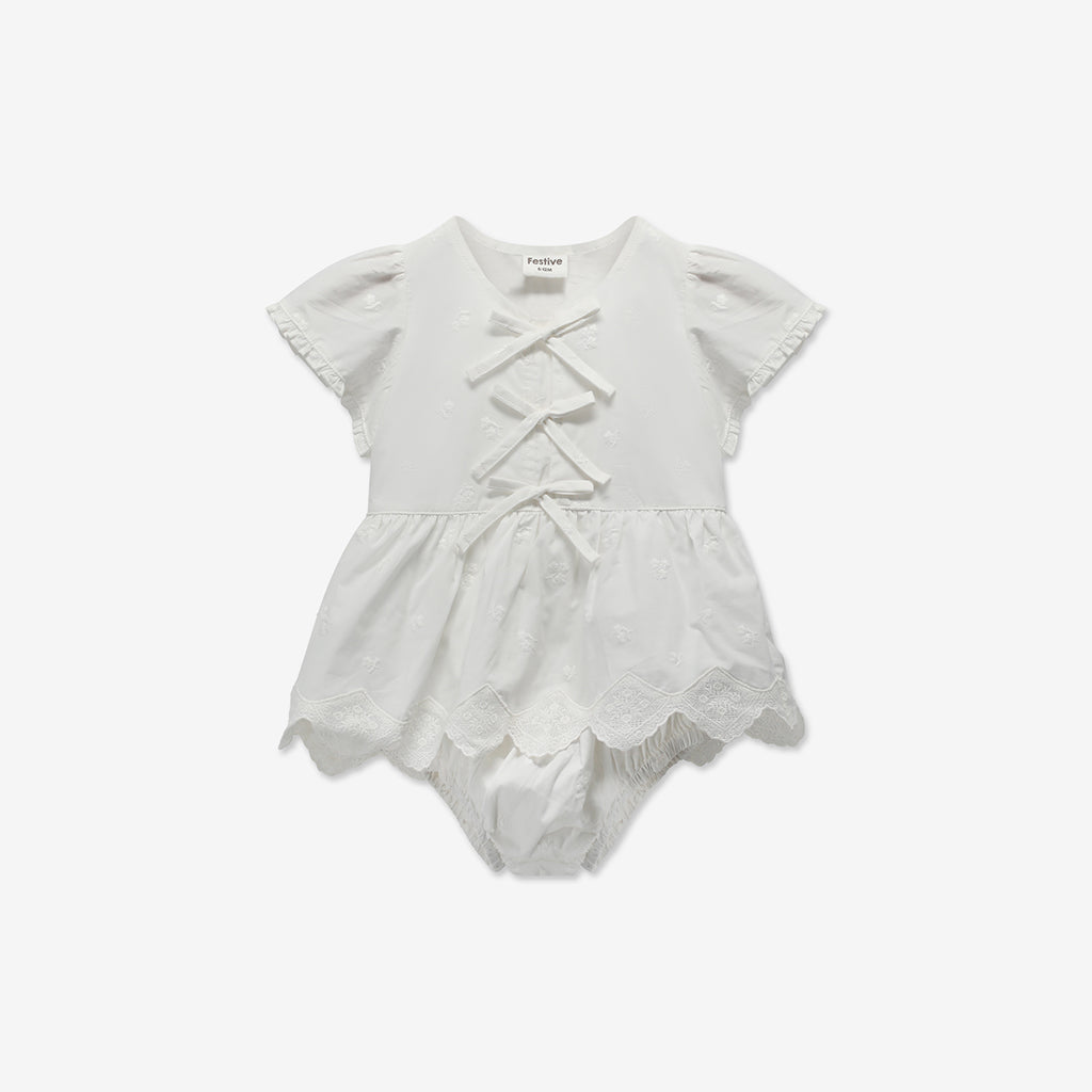 Tied Bows Woven Dress & Bloomers Set H