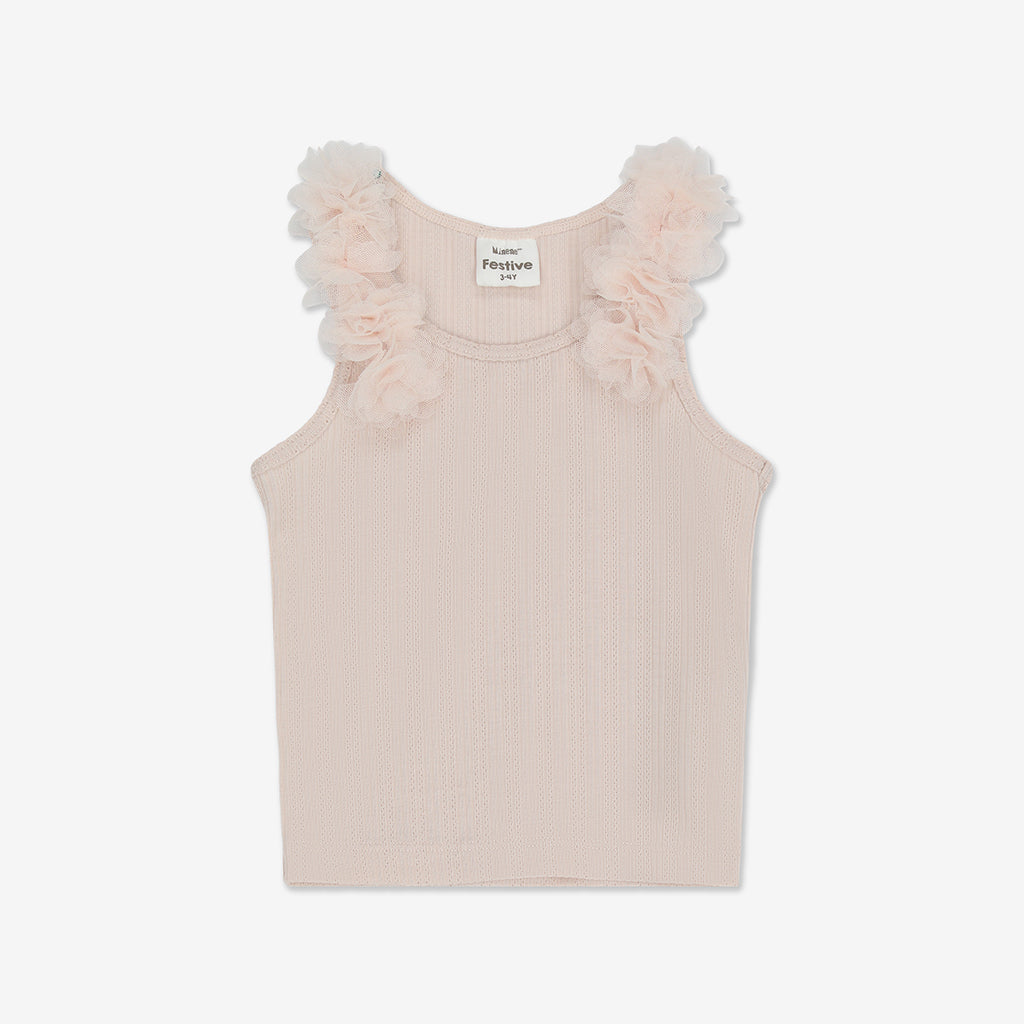Tank Top With 3D Tulle Flowers H