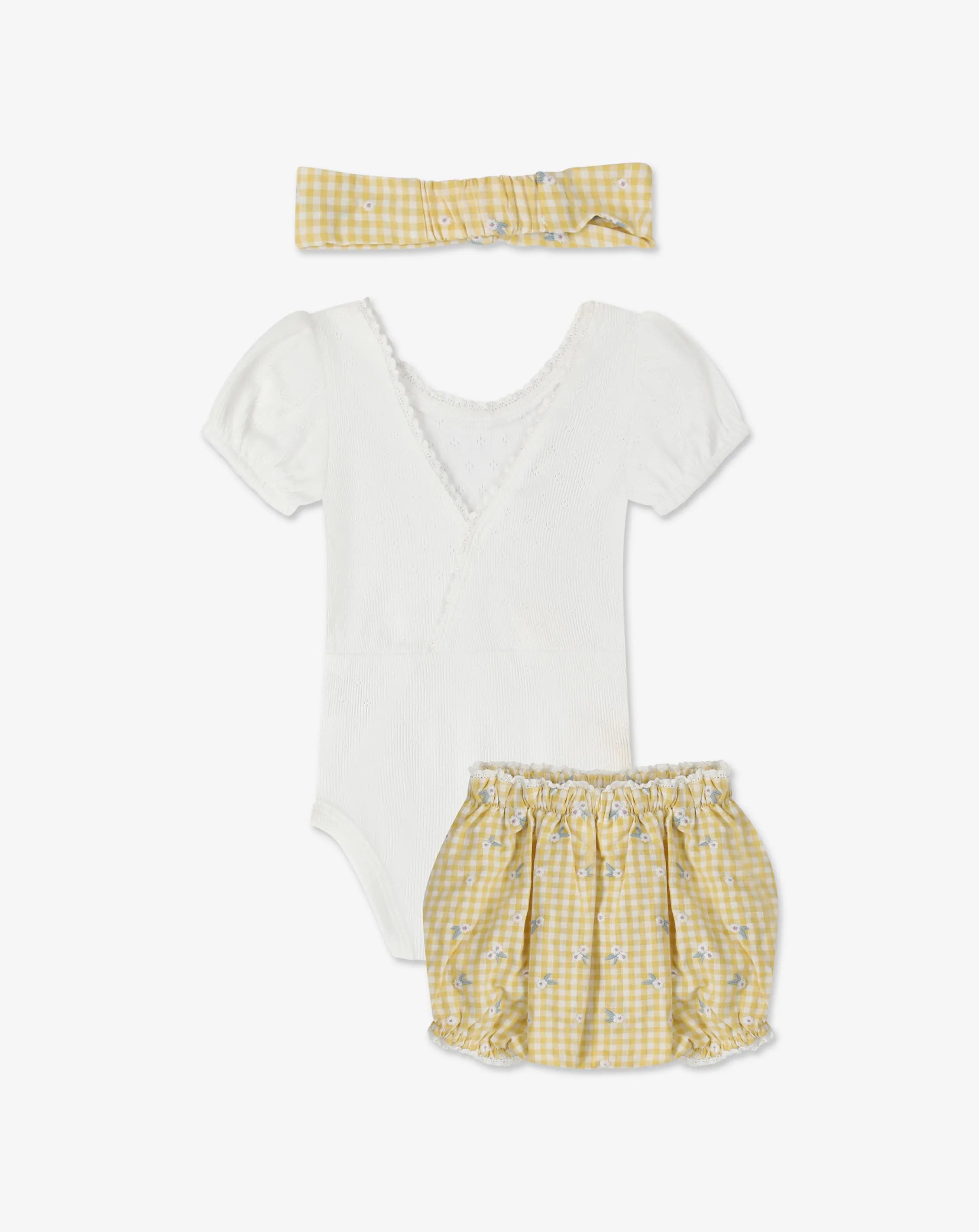 Puff Sleeves Bodysuit & Bloomers + Headband H