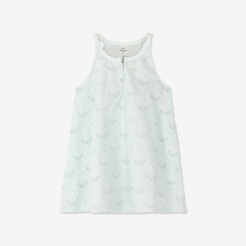 Embroidered Dress With Braid Strap H