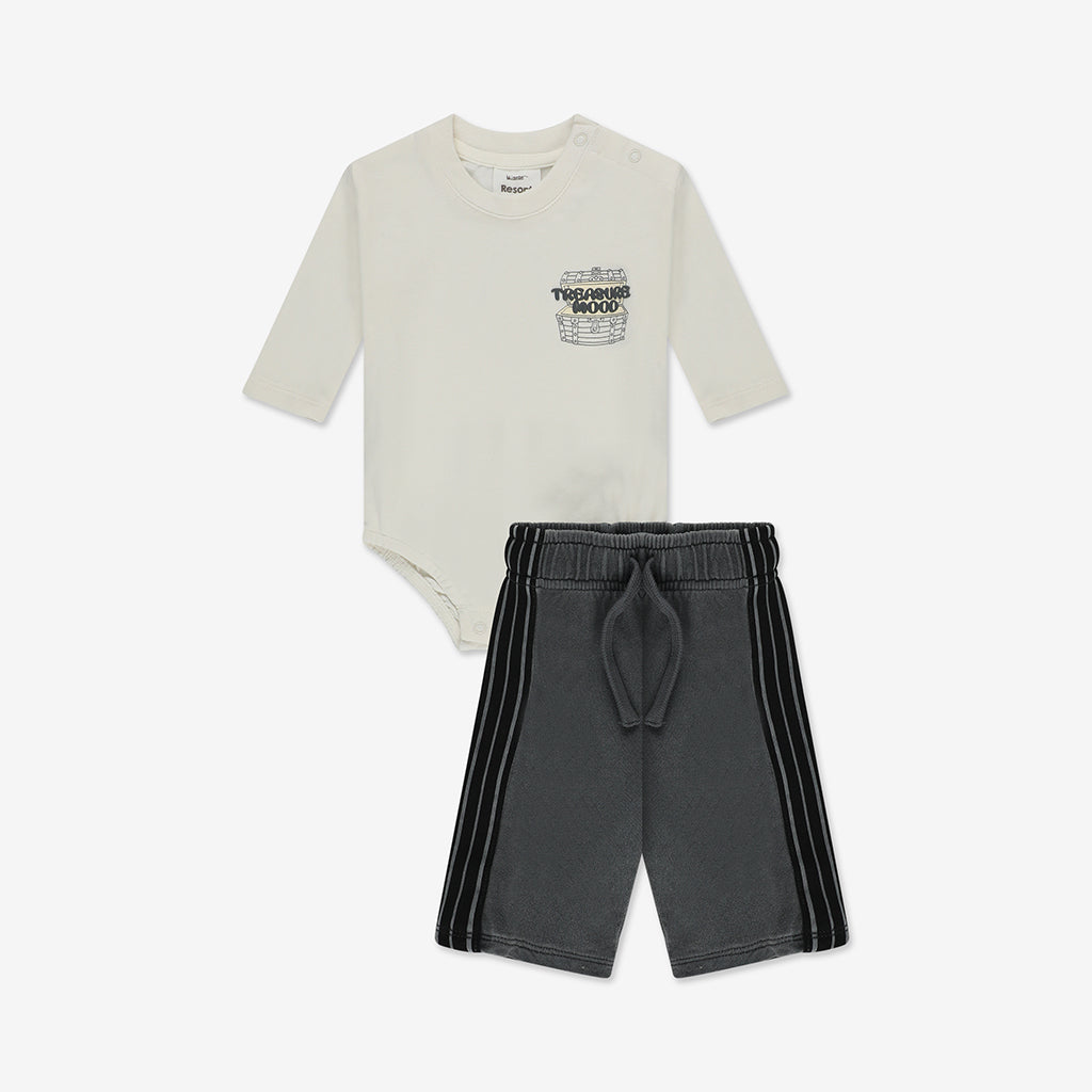 Bodysuit+ Washed Woven Short Pants Set NT