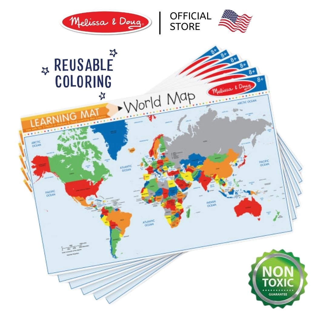 Melissa & Doug Write-A-Mat Learning Mat - World Map