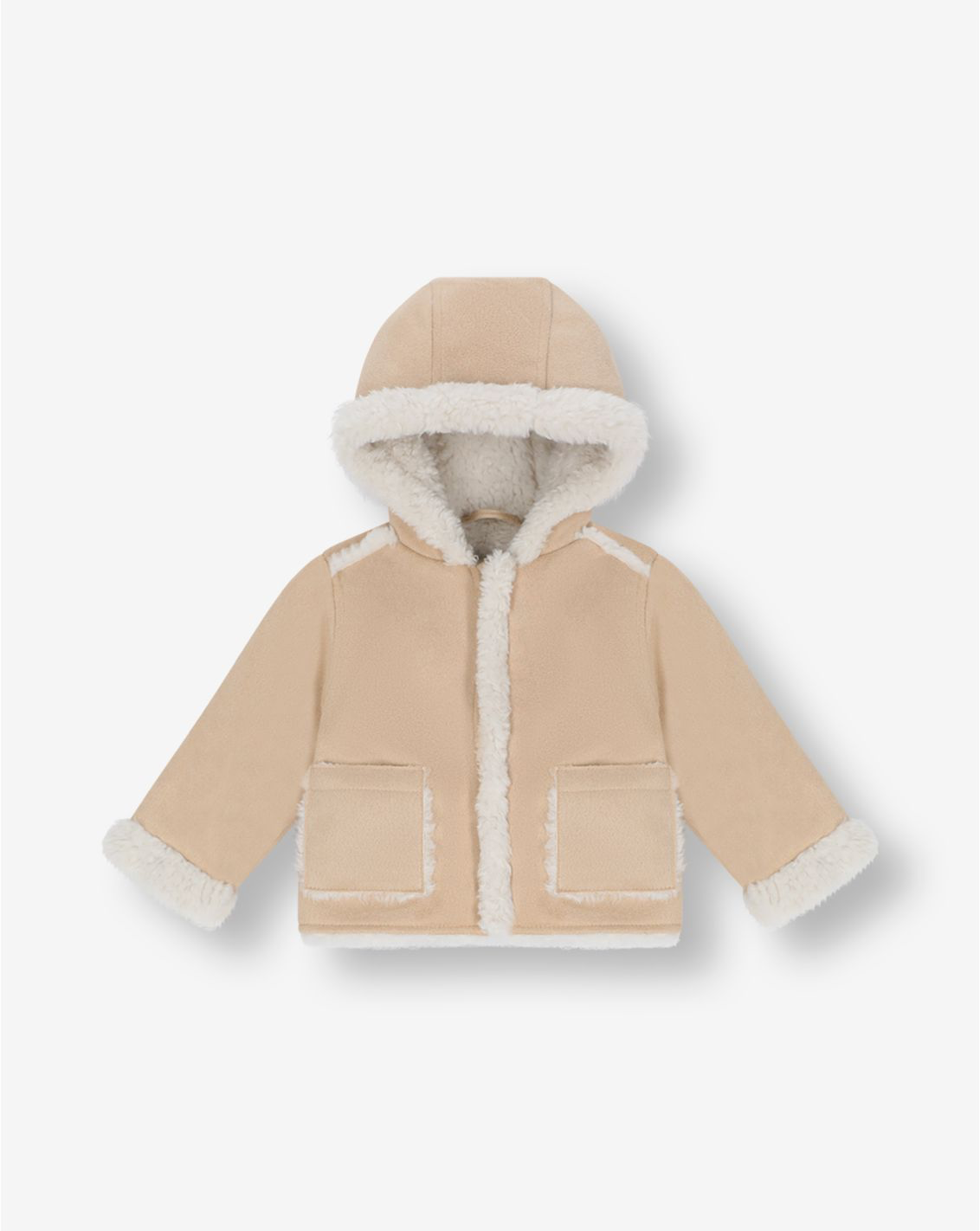 Girls Hooded Suede & Sherpa Jacket Y1
