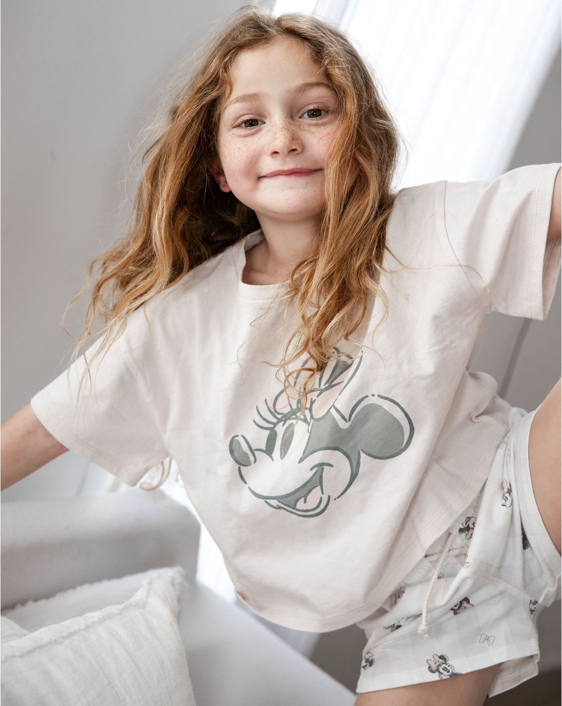 女の子用ディズニーシャツ＆ショートパンツセット PJ1
