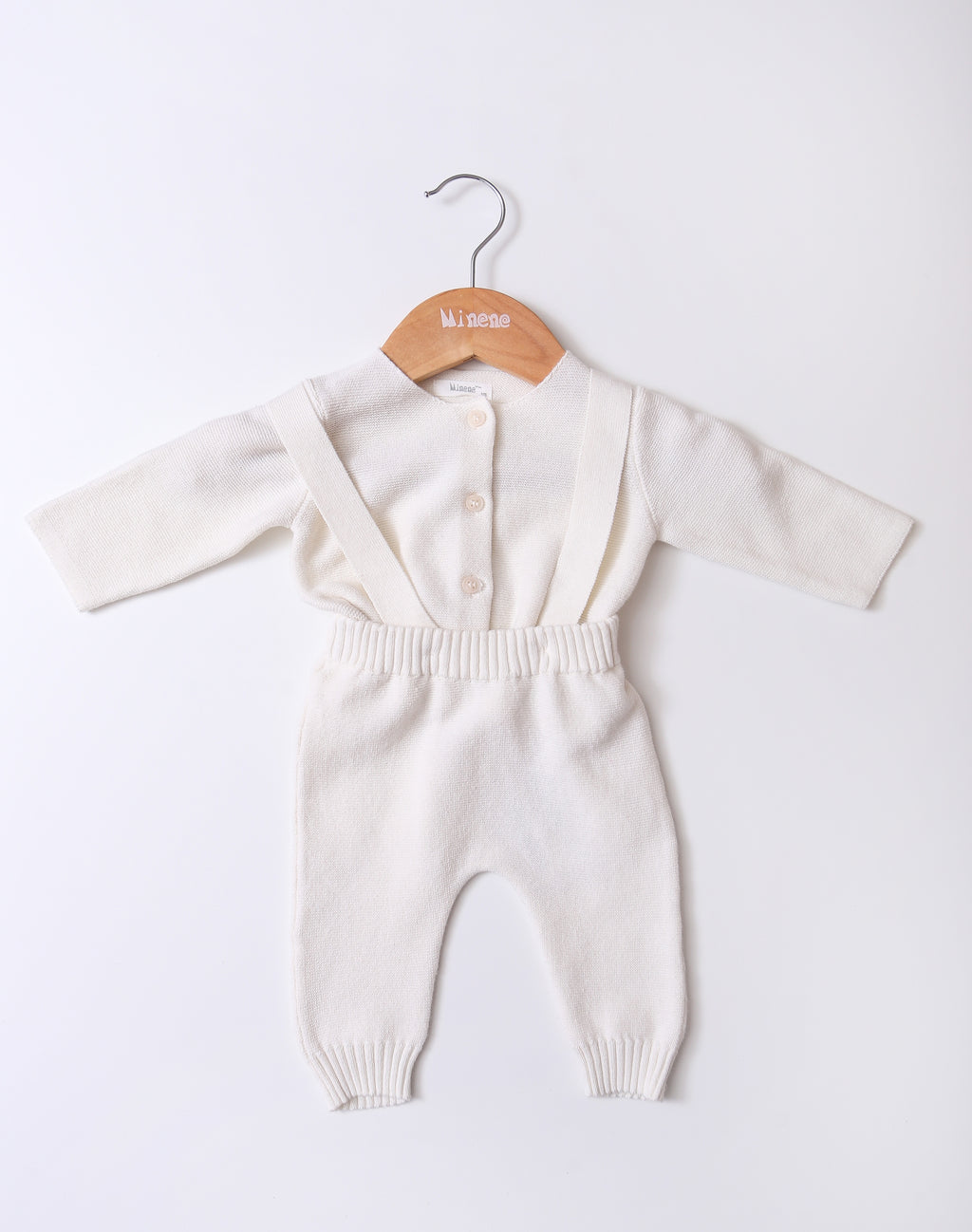 サスペンダー付きニットオーバーオール BR