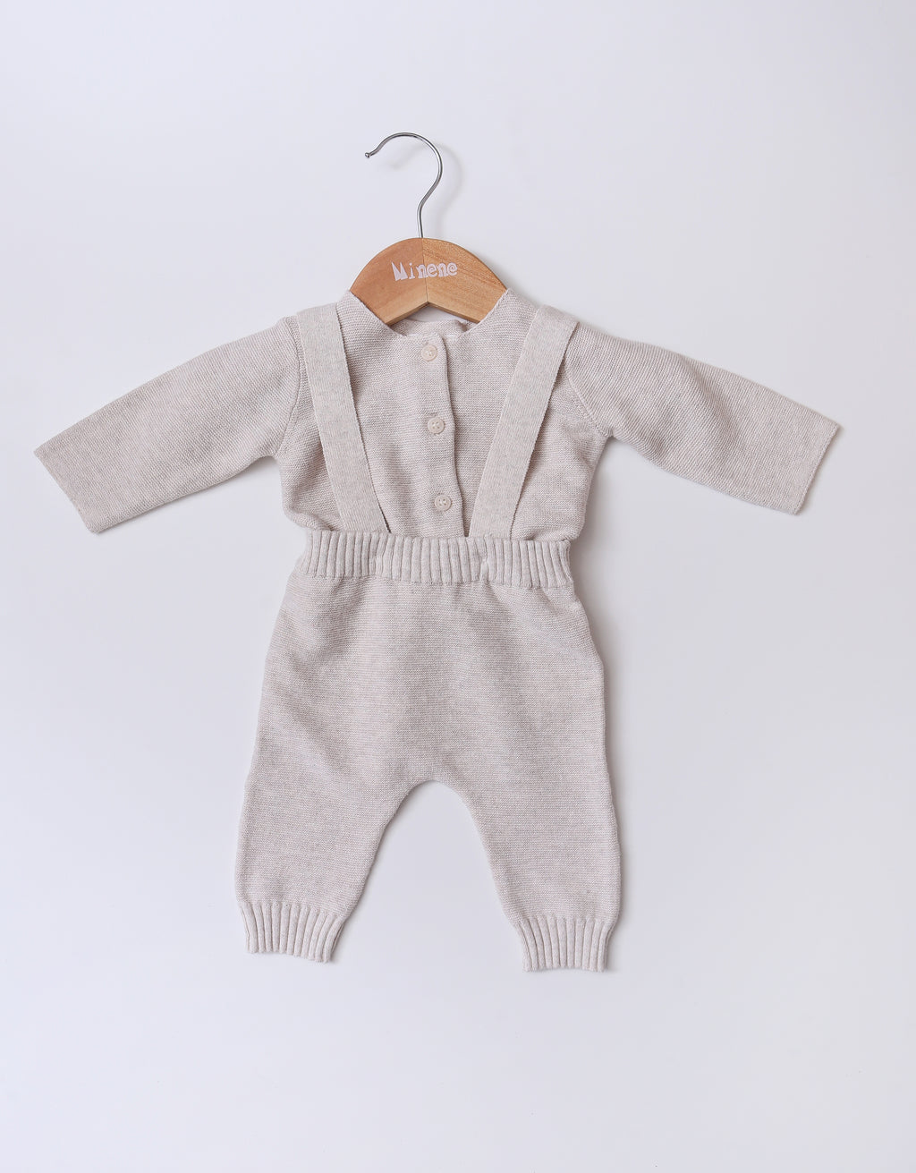 サスペンダー付きニットオーバーオール BR