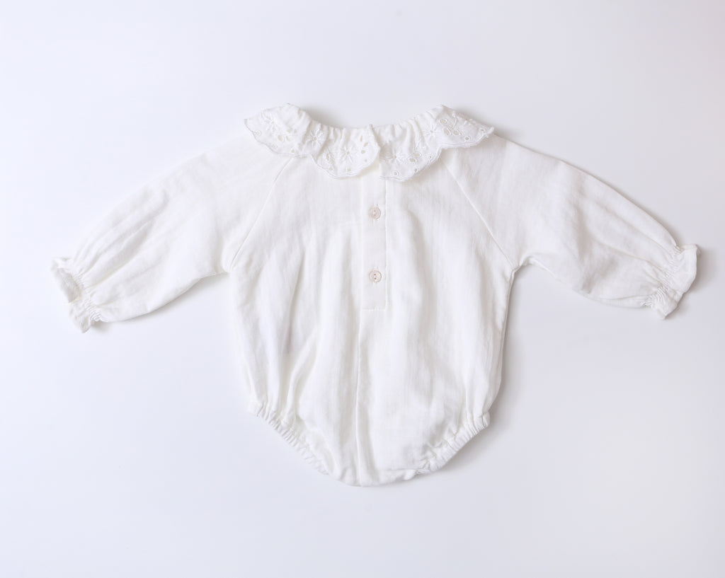 Bodysuit With Embroidery Ruffle Collar BR
