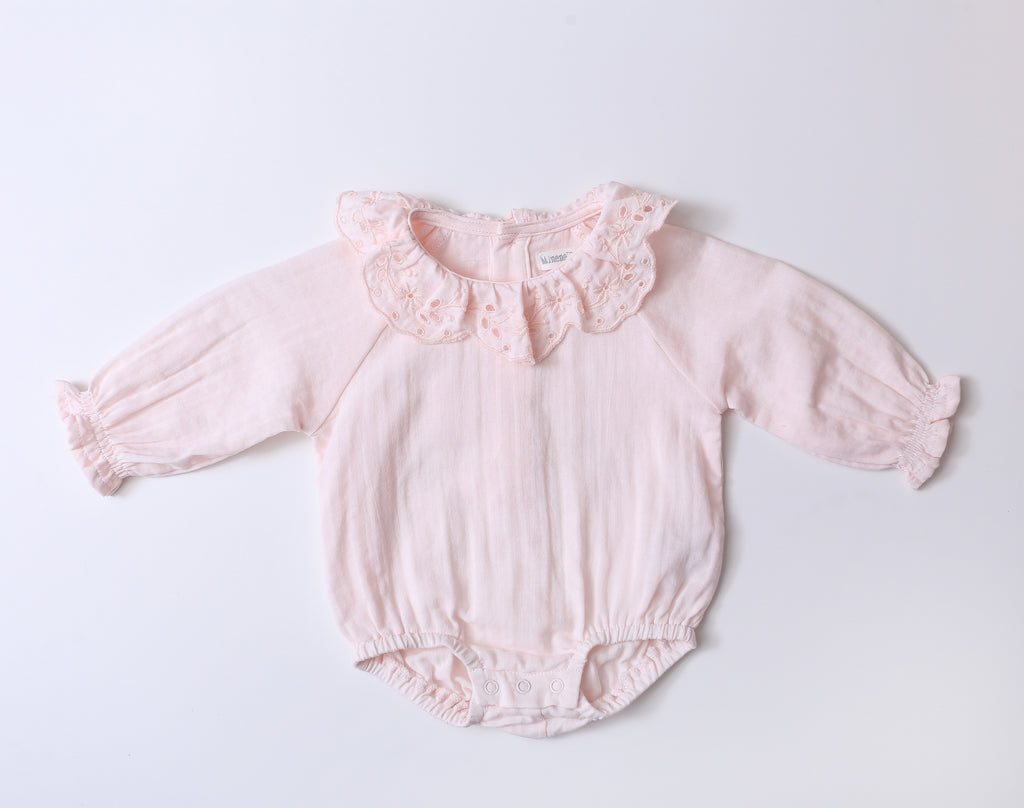 Bodysuit With Embroidery Ruffle Collar BR