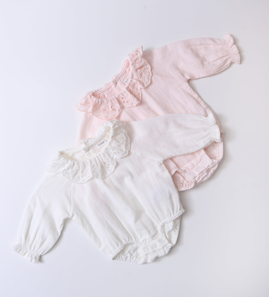 Bodysuit With Embroidery Ruffle Collar BR