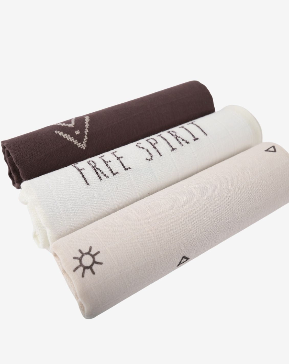 ผ้าฝ้ายมัสลิน 100% พิมพ์ลายสี่เหลี่ยมจัตุรัส - แพ็ค 3 ชิ้น