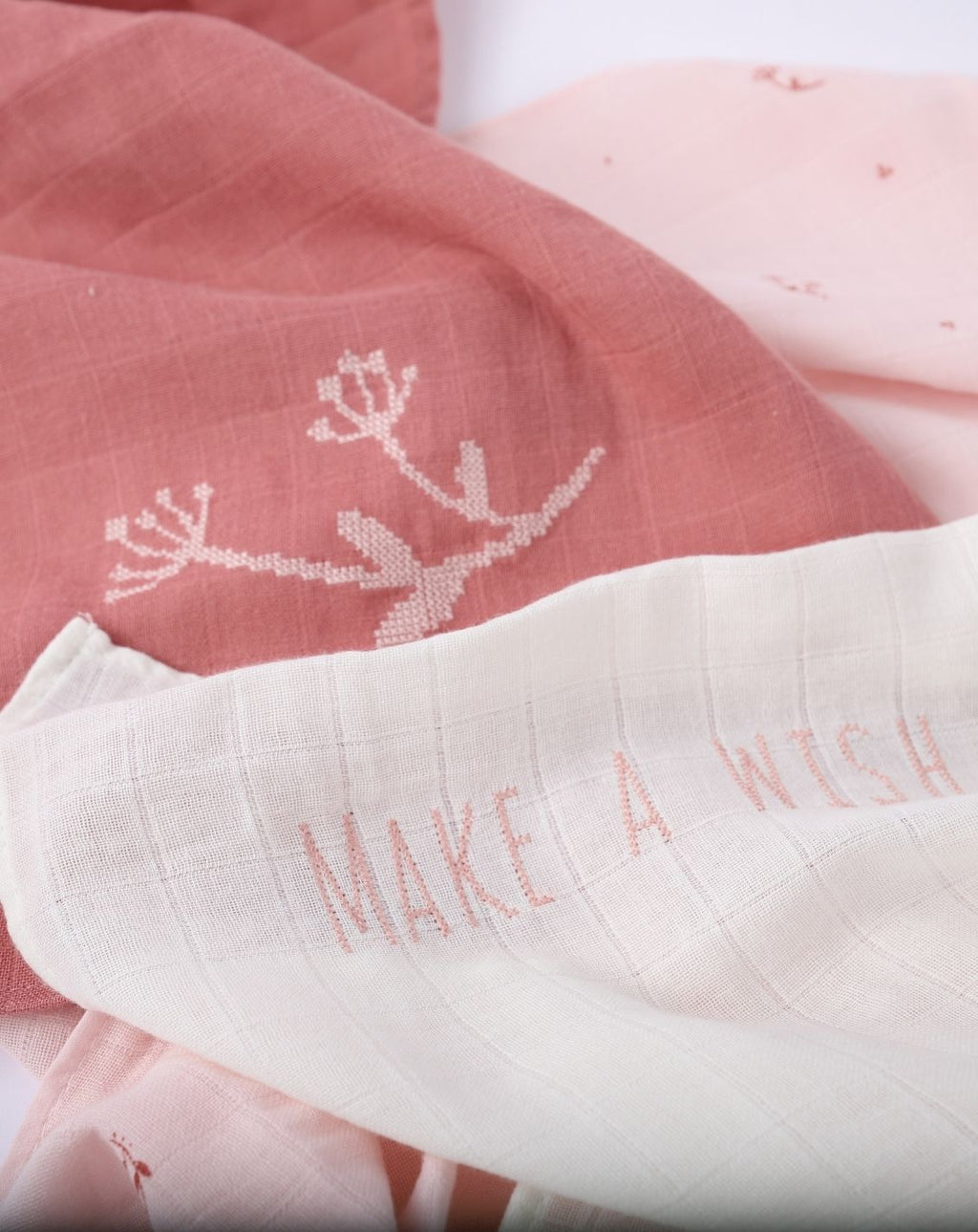 ผ้าฝ้ายมัสลิน 100% พิมพ์ลายสี่เหลี่ยมจัตุรัส - แพ็ค 3 ชิ้น