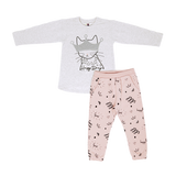 Shirt & Pants Set KC - Light Grey & Pink