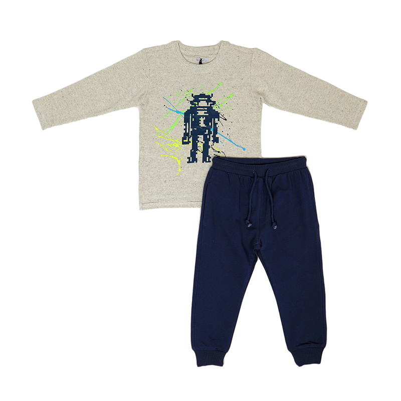 Shirt & Pants Set KC - Light Gray Melange