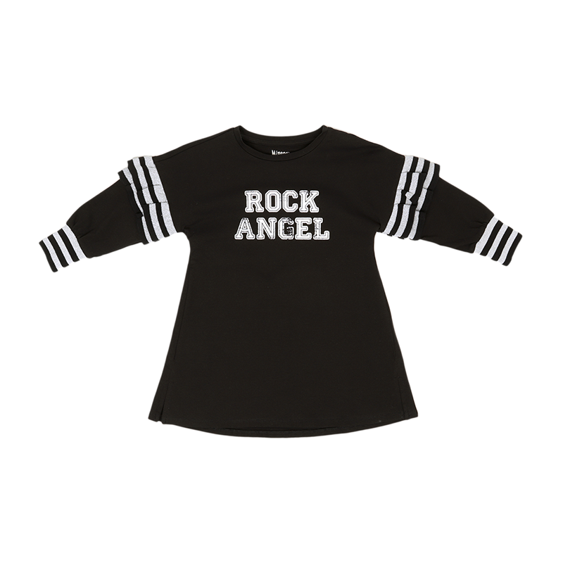 Dress with Rib Ruffle AB - Black