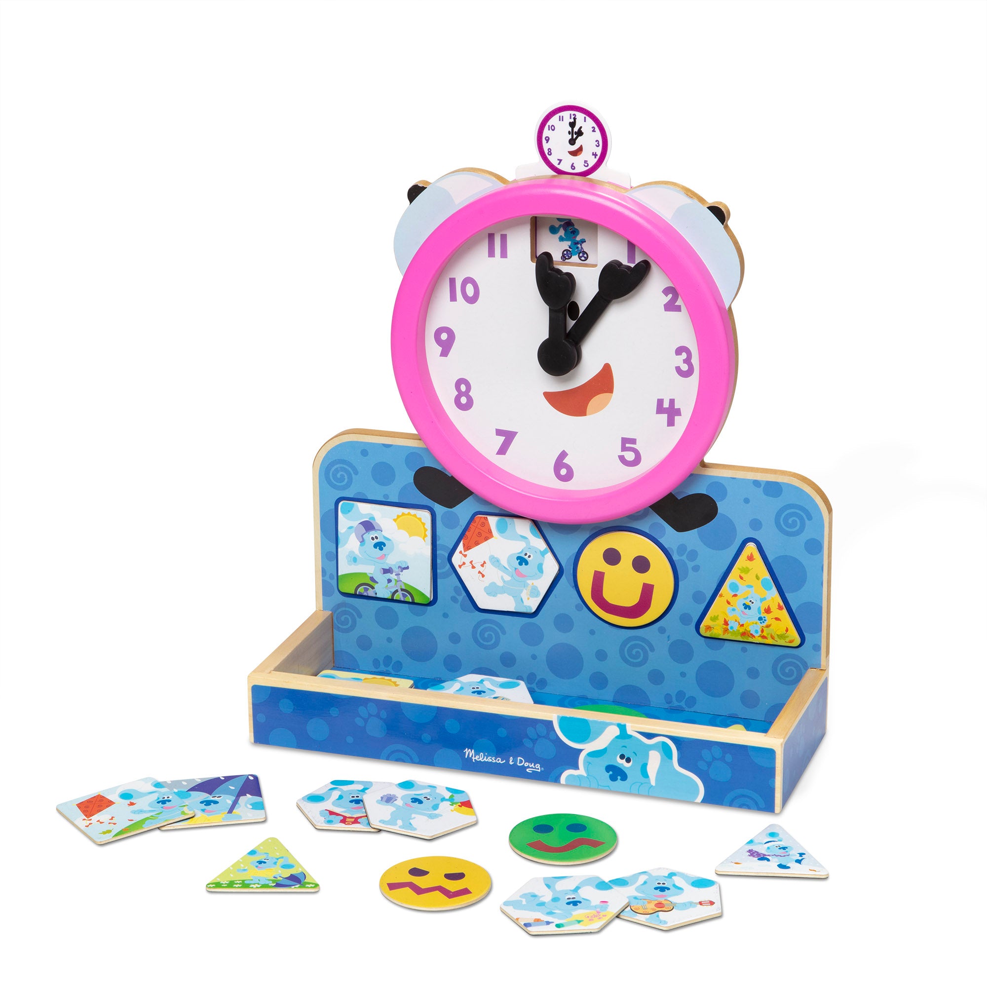 Melissa & Doug Blue's X Clues & You! Wooden Tickety Tock Magnetic Clock