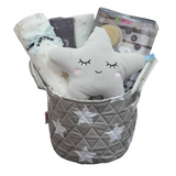 "Hello Baby " Newborn Gift Basket - Grey Star !