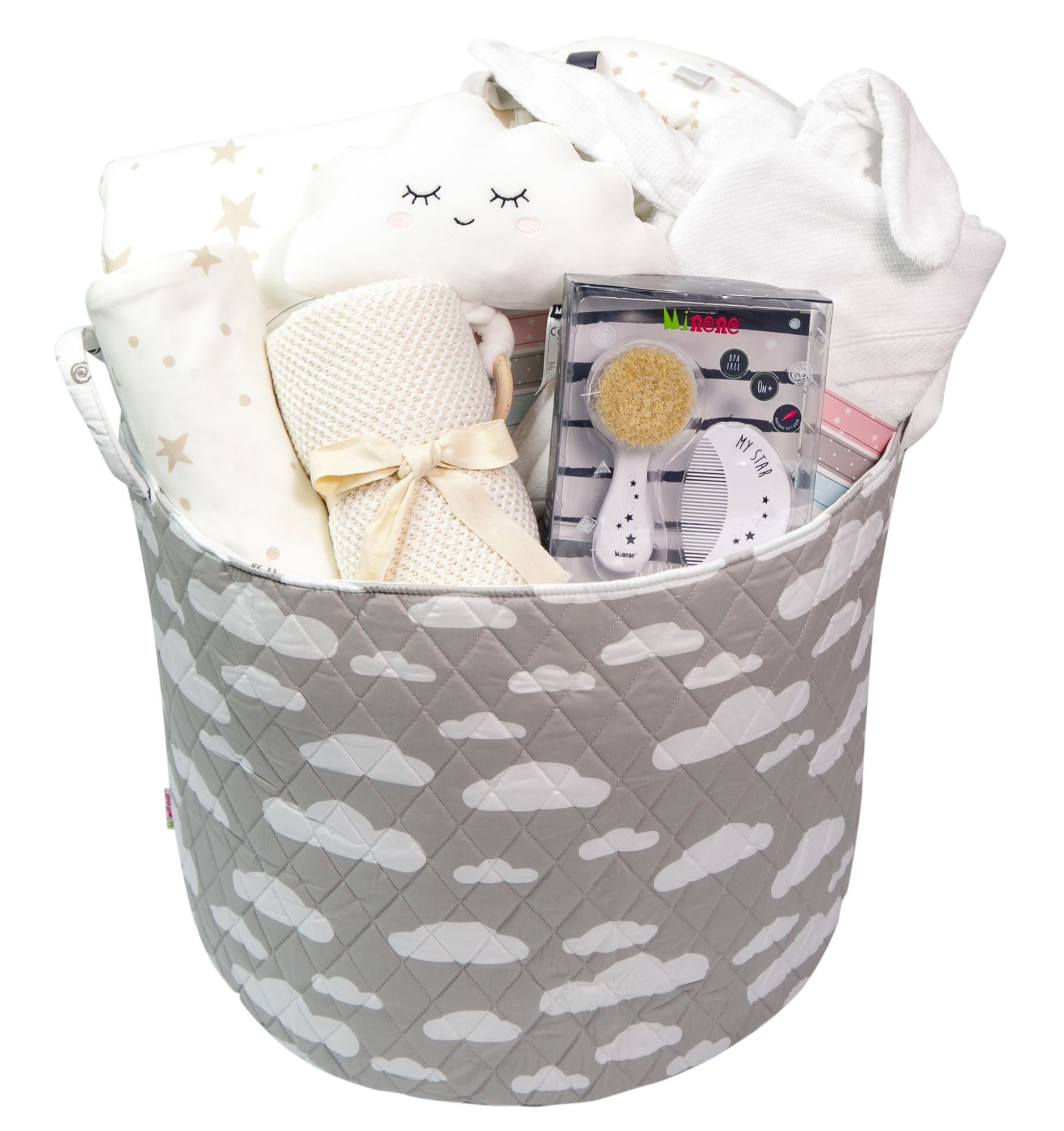 "Welcome To The World Little One" Gift Basket - Light Grey Cloud
