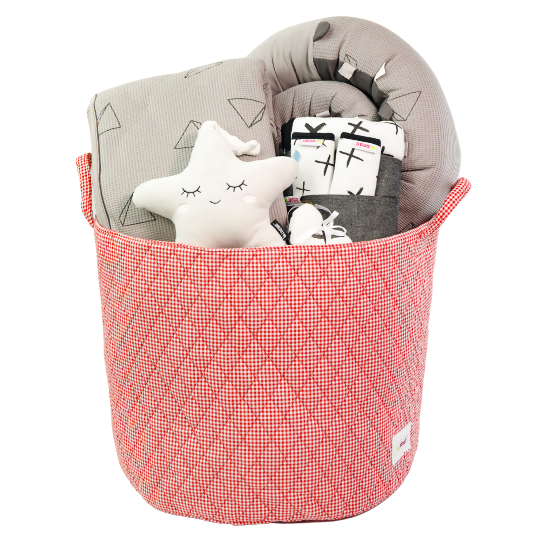 Waffle Bedding Gift Basket - Red Basket !