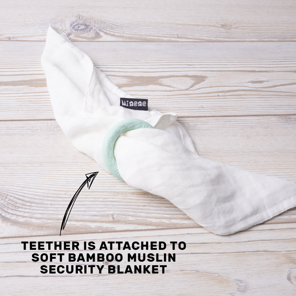 Bamboo Muslin with Silicone Baby Teething Ring