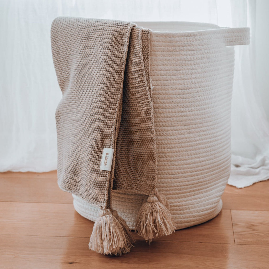 ตะกร้าเก็บของเชือกขนาดใหญ่ 34x40 ซม.